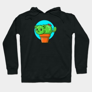 Cute Cat Cactus Cartoon Illustration Hoodie